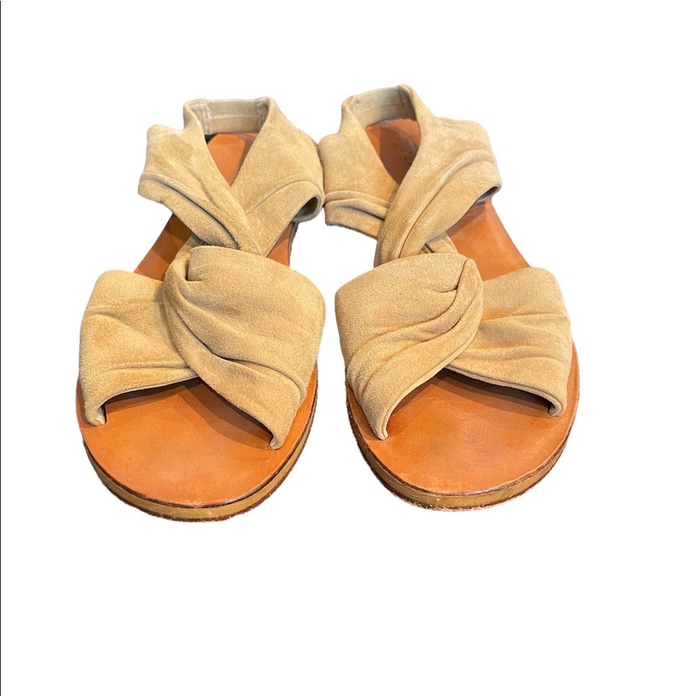 10 Crosby Derek Lam Tan Suede Strappy Sandals